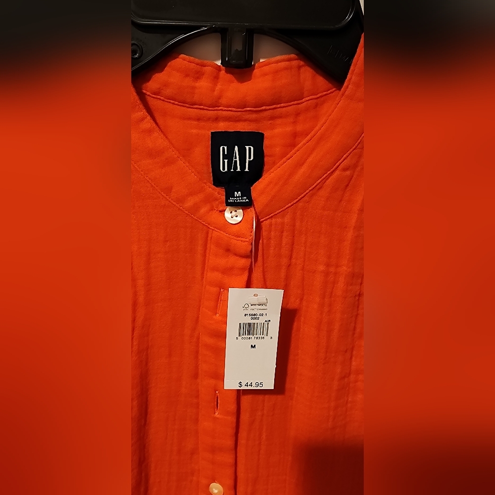 GAP Women's Orange Button-Up Top, Size M - Picture 3 of 6